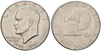 США 1 доллар 1976 D, 200 лет независимости США (1776-1976) KM 206 медь плакировнная медно-никелем 4368-913