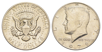 США 1/2 доллара (50 центов) 1979 Джон Кеннеди KM A202b медь плакированная медно-никелем aUNC 4536-1146