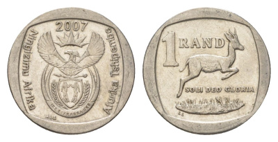 ЮАР 1 ранд 2007 KM 344 медь плакированная никелем 4627-446