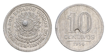Бразилия 10 сентаво 1956 KM 564 алюминий 4649-818