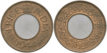 Британская Индия 1 пайс 1944 Георг VI (1936-1952) KM 533 бронза 33-1116