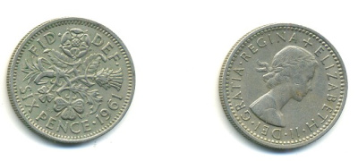 Великобритания 6 пенсов 1961 Елизавета II (1952-2022) KM 903, Spink 4149 медно-никель 23-827