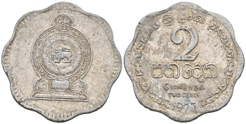 Шри-Ланка 2 цента 1975 KM 138 алюминий 99-611