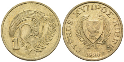 Кипр 1 цент 1990 KM 53.2 никель латунь 4174-1134