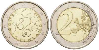 Финляндия 2 евро 2013 150 лет Парламенту KM 190 биметалл UNC 4616-921