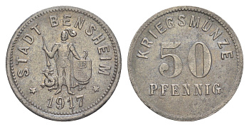 Бенсхайм 50 пфеннигов 1917 Funck 34.7, Men05 1739.8, Men18 2245.8 железо 4638-117
