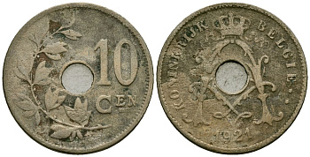 Бельгия 10 сантимов 1921 Belgie KM 86 медно-никель 4172-631