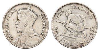 Новая Зеландия 1 шиллинг 1934 Георг V (1910-1936), абориген KM 3 серебро 4671-521