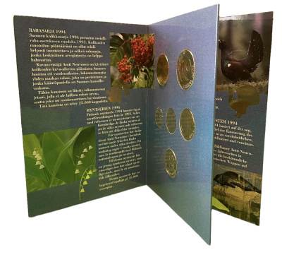 Финляндия госнабор из 5 монет плюс оригинальный жетон 1994 UNC 3-4-1-49