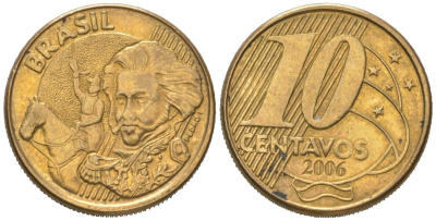 Бразилия 10 сентаво 2006 KM 649 сталь плакированная латунью 4617-1059