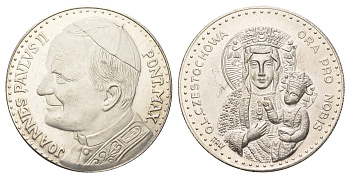 Ватикан медаль "Ченстоховская икона Божией Матери" ND (1978) Иоанн Павел II, диаметр 35 мм, вес 15,8 гр медно-никель плакированный серебро 4117-514