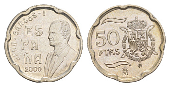 Испания 50 песет 2000 M, Хуан Карлос I (1975-2014) KM 991 медно-никель 4621-145