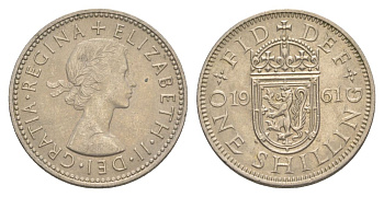 Великобритания 1 шиллинг 1961 Елизавета II (1952-2022), Шотландский герб KM 905, Spink 4148 медно-никель UNC 4631-1251