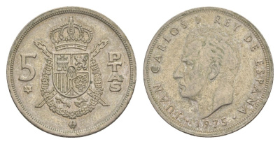 Испания 5 песет 1975 (76) KM 807 медно-никель 4633-426