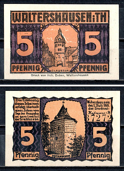 Вальтерсхаузен (Тюрингия) 5 пфеннигов 1921 2193-22-2-1