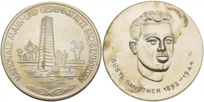 ГДР МЕДАЛЬ ND МЕМОРИАЛ В САКСЕНХАУЗЕН, ГУС САНДТНЕР (1893-1944), ДИАМЕТР 36 ММ., ВЕС 24,3 ГР. медно-никель UNC 4537-832