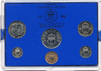 Швеция набор монетного двора из 6 монет 1984 в пластике, Карл XVI Густав (1973- ) KM MS31 UNC 5-4-2-54