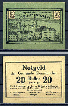 Клайнмюнхен (Австрия) 20 геллеров 1920 Jaksc/Pick?JPR0456a-20 бумага UNC (пресс) 7556-32-2-2
