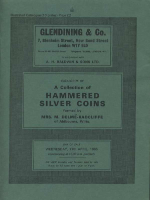 Glendining & Co КОЛЛЕКЦИЯ ОТЧЕКАНЕННЫХ ВРУЧНУЮ СЕРЕБРЯНЫХ МОНЕТ. MRS. M. DELME-RADCLIFFE 31154 A COLLECTION OF HAMMERED SILVER COINS, 64 СТРАНИЦЫ ТАБЛИЦЫ С ИЛЛЮСТРАЦИЯМИ английский 00-01-13-11