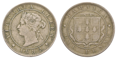 Ямайка 1 пенни 1882 H, Виктория (1837-1901) KM 17 медно-никель 1530-411