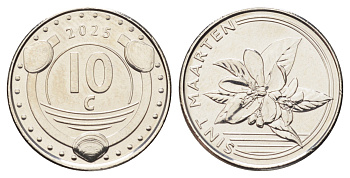 Кюрасао 10 центов 2025 король Виллем-Александр (2013- ) KM NEW никелированная сталь  UNC  M74-12
