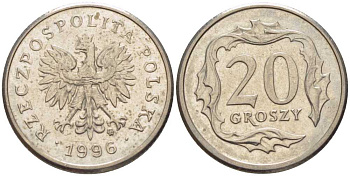 Польша 20 грошей 1996 MW KM 280 медно-никель 201-513