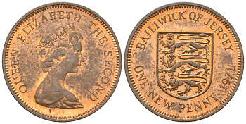 Джерси 1 новый пенни 1971 Елизавета II (1952-2022), герб KM 30 бронза aUNC 4152-823