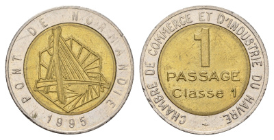 Франция транспортный жетон - Мост Нормандии - 1 Passage classe 1995 диаметр 28 мм, вес 10,7 гр биметалл 4557-631