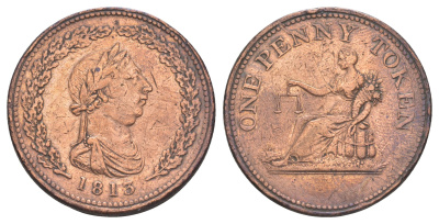 Нижняя Канада 1 пенни 1813 Халлидей, токен CCT LC-47, Breton His 958, Withers 1393 медь 3711-914