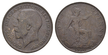 Великобритания 1 пенни 1920 Георг V (1910-1936) KM 810, Spink 4051 бронза 4661-641