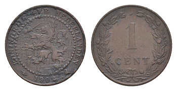 Нидерланды 1 цент 1902 Вильгельмина (1890-1948) KM 132 бронза 73-134
