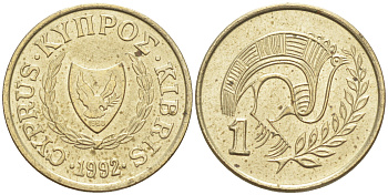 КИПР 1 ЦЕНТ 1992 KM 53.3 никель латунь 63-361
