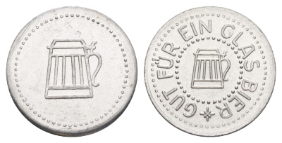Германия жетон в 1 "стакан пива" ND диаметр 24 мм, вес 1,1 гр алюминий UNC 4638-822