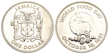 Ямайка 1 доллар 1981 ФАО - Всемирный день еды KM 91 медно-никель BU 00-1067-5-11