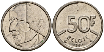 Бельгия 50 франков 1987 Belgie, Бодуэн I (1951-1993) KM 169 никель 4601-115