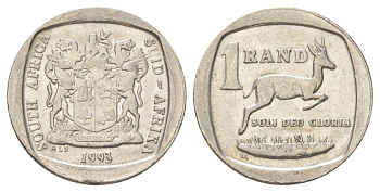ЮАР 1 ранд 1993 KM 138 медь плакированная никелем 4627-254