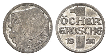 Аахен 10 пфеннигов = 1 грош 1920 Funck 1.5A, Men05 70.15, Men18 99.15 железо 4643-918