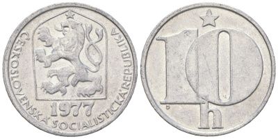 Чехословакия 10 геллеров 1977 KM 80 алюминий 4617-1233