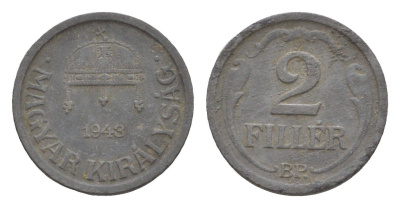 Венгрия 2 филлера 1943 BP KM 519 цинк 4658-344
