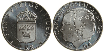 Швеция 1 крона 1994 B KM 852a медно-никель PROOFLIKE 4179-1237