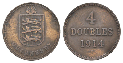 Гернси 4 дабла (дубля) 1914 KM 13 бронза 4622-532