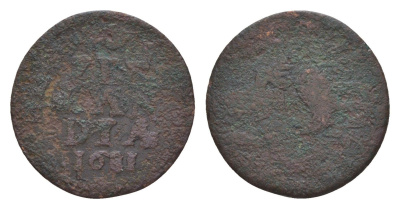 Нидерланды, Голландская Республика, Зеландия 1 дуит 1681 KM 55 медь 4655-526