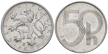 Чехия 50 геллеров 1996 b’ KM 3 алюминий 4528-458