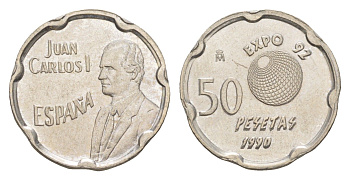 Испания 50 песет 1990 Expo '92, Король Хуан Карлос I KM 852 медно-никель UNC 4621-126