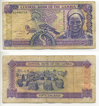 Гамбия 50 даласи ND (1996) удод, женщина Pick 19 a бумага 7548-66-1