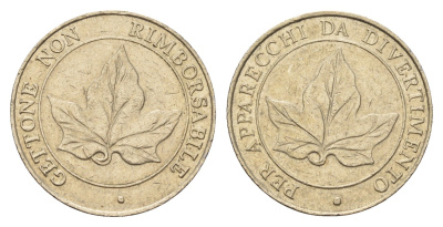 Италия жетон для мойки машин диаметр 23 мм, вес 4,9 гр никель 4670-1012