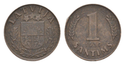 Латвия 1 сантим 1939 KM 10 бронза 4115-1027