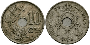 Бельгия 10 сантимов 1921 Belgique KM 85 медно-никель 4172-916