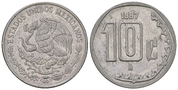 Мексика 10 сентаво 1997 M KM 547 нержавеющая сталь 4598-146