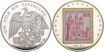 ФРГ 20 евро ND медаль с маркой серебро PROOF 1088-7-42